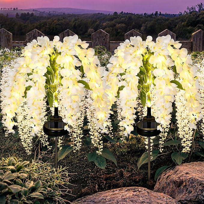 GIGALUMI Solar Lights Outdoor for Garden Decor, 2 Pack Solar Flower Lights by GIGALUMI