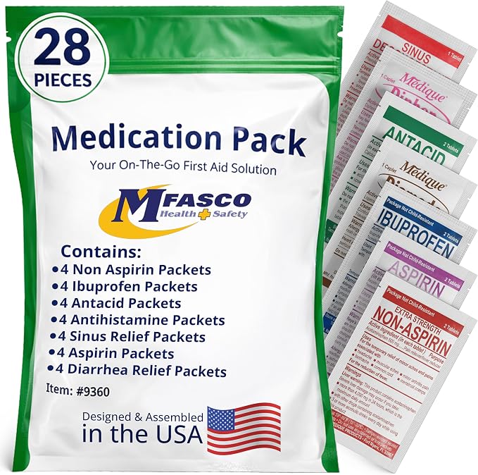 MFASCO - 7 in 1 - Travel Size Medicine Kit - TSA Approved | 28 First Aid by MFASCO