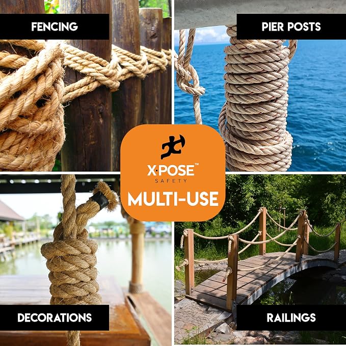 Manila Rope - 1/4 Inch 600' - 3 Strand Cordage Twisted Braided Rope - Thick - Image 2