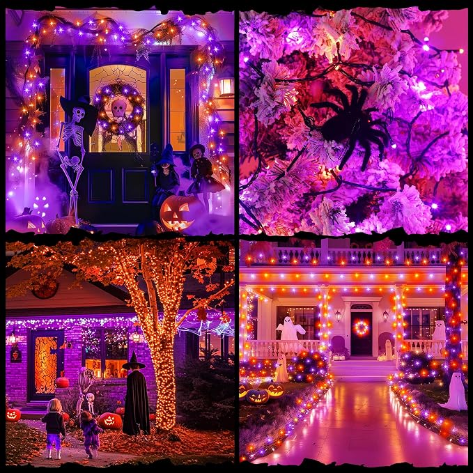 200LED Orange and Purple String Lights 63 Ft Halloween Light 8 Modes Twinkle - Image 7