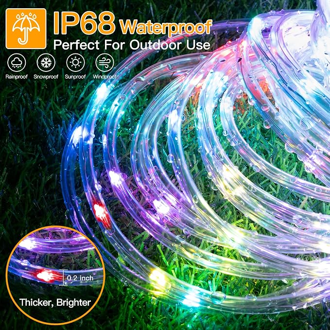 Ollny Rope Lights Outdoor Color Changing, 33FT 100 LED Waterproof Plug in - Image 5