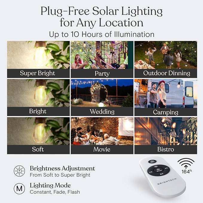 Brightech Ambience Pro Super Bright Solar - 48Ft Remote Control Outdoor String - Image 8