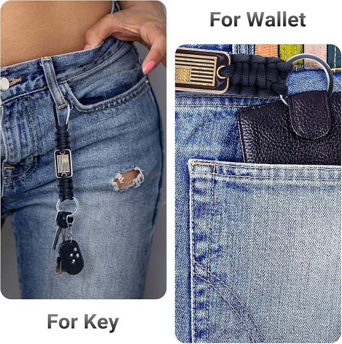 Short Keychain Lanyard for Keys for Men, Heavy Duty Braided Clip Paracord - Image 5