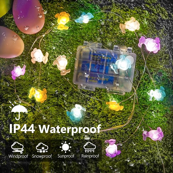 EXF Easter Decorations Bunny Pastel Fairy Lights, Battery Operated - Image 3