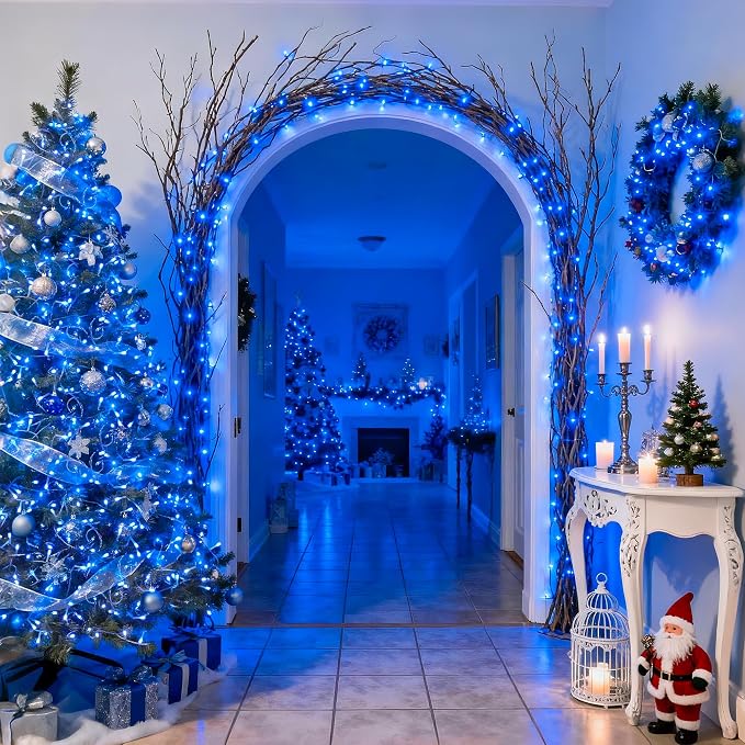 JMEXSUSS 33ft 100 LED Blue Christmas Tree Lights, Battery Operated Christmas - Image 3
