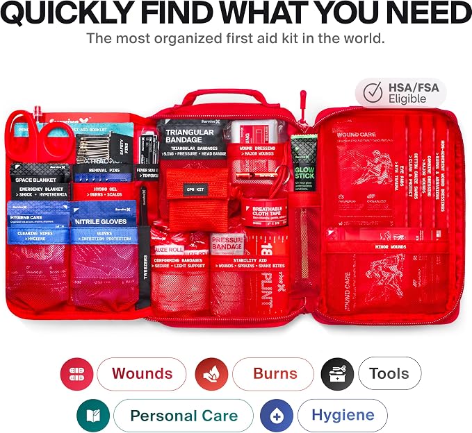 SurviveX Large First Aid Kit for Car, Travel & Home - Image 3