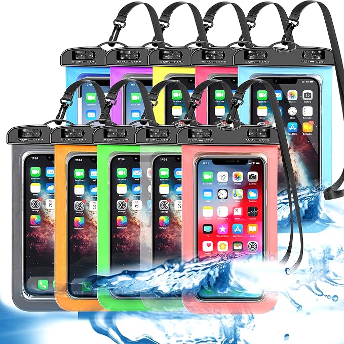 10 Pack Universal Waterproof Phone Pouch, Large Phone Waterproof Case Dry Bag by Famoby