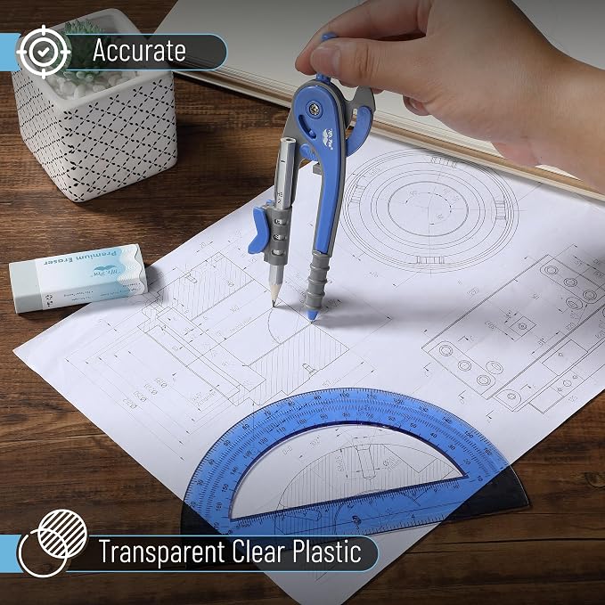 Mr. Pen- Geometry Compass and Protractor Set, 6 Inch Compass, 6 Inch Protractor - Image 4