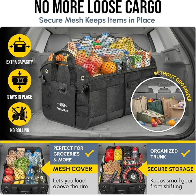 2-Section Trunk Organizer Foldable Car Storage Bin – Compact Dual-Compartment - Image 4