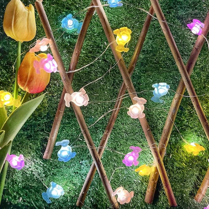 EXF Easter Decorations Bunny Pastel Fairy Lights, Battery Operated - Image 7