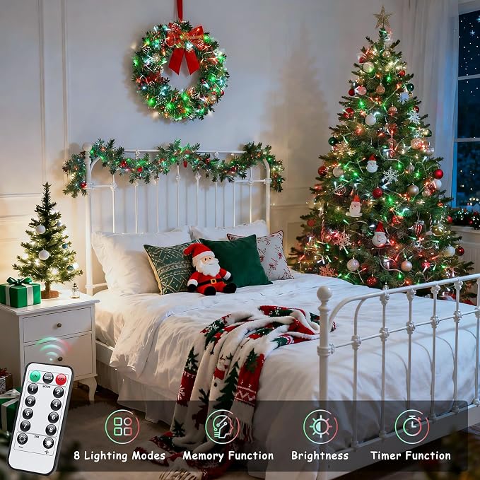 JMEXSUSS 2 Pack Red White and Green Christmas Lights Battery Operated, Each - Image 6