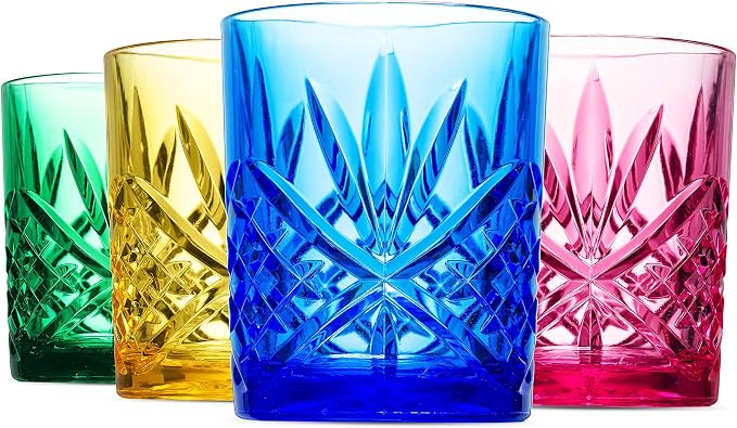 Godinger Acrylic Whiskey Glasses, Beverage Drinking Glasses Cups, Shatterproof by Godinger