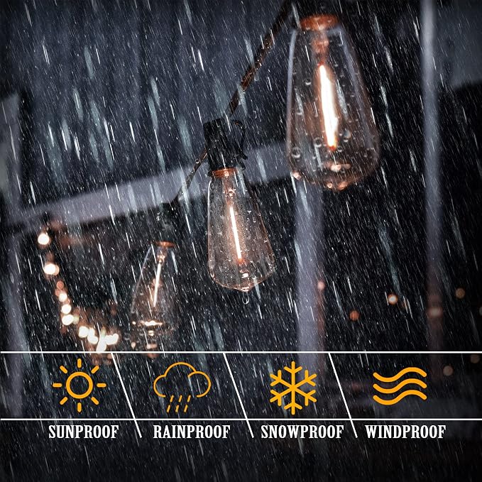 DAMAING Outdoor String Lights 50 FT Waterproof Patio Light String Lights - Image 5
