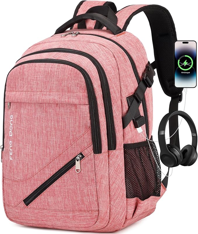 FENGDONG Large Laptop Backpack 17.3 inch Durable Waterproof Travel College by FENGDONG