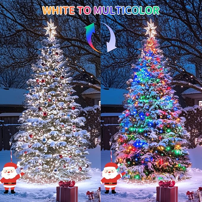 JMEXSUSS Color Changing Christmas Lights, 66ft 200 LED White & Multicolor - Image 2