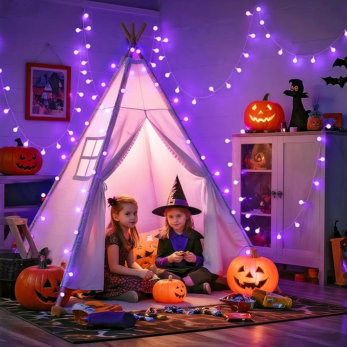 JMEXSUSS Purple Christmas Lights Indoor, Connectable 100 LED Globe String - Image 4