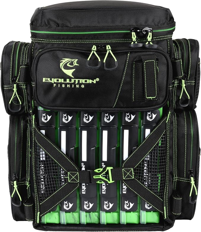 Evolution Fishing Drift Series Tackle Backpack, Outdoor Rucksack w/ 6 Fishing - Image 3