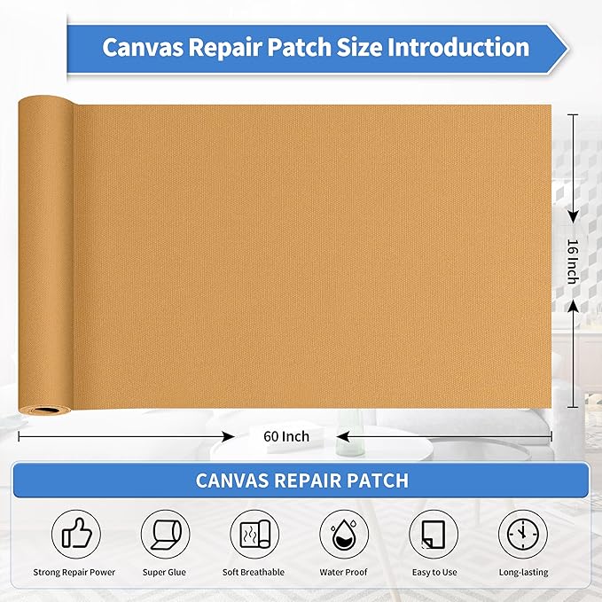 KING MOUNTAIN Canvas Repair Patch 16×60 Inch Self-Adhesive Waterproof Fabric - Image 4