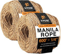 Manila Rope - 1/4 Inch 600' - 3 Strand Cordage Twisted Braided Rope - Thick by XposeSafety