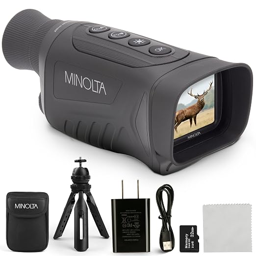 Minolta 6x25 Digital Night Vision Monocular w/Built-in 4K HD Video Camera by Minolta