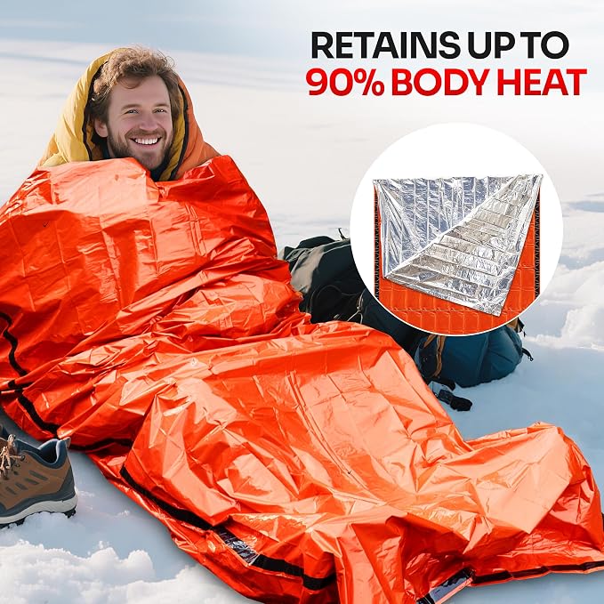 Emergency Sleeping Bag for Survival Gear and Supplies Life Bivy Sack Waterproof - Image 3