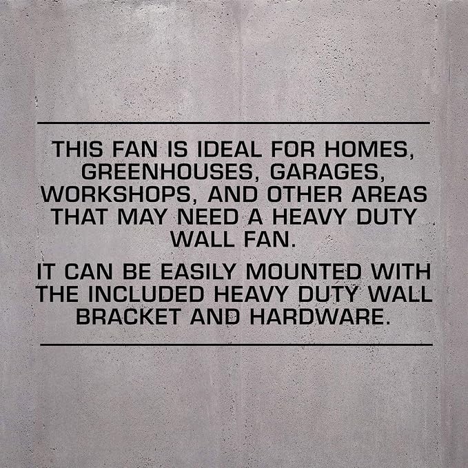 Hurricane Pro High Velocity Oscillating Metal Wall Mount Fan w/ 3 Speeds - Image 5