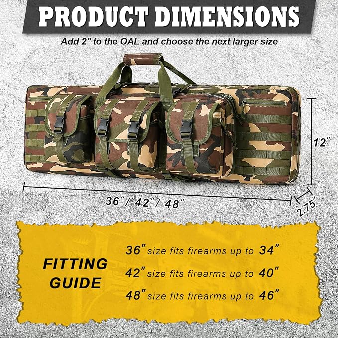 DULCE DOM 36 42 48 Inch Double Rifle Case, Tactical Soft Padded Backpack - Image 7