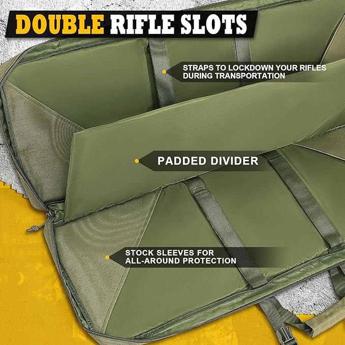 DULCE DOM 36 42 48 Inch Double Rifle Case, Tactical Soft Padded Backpack - Image 2