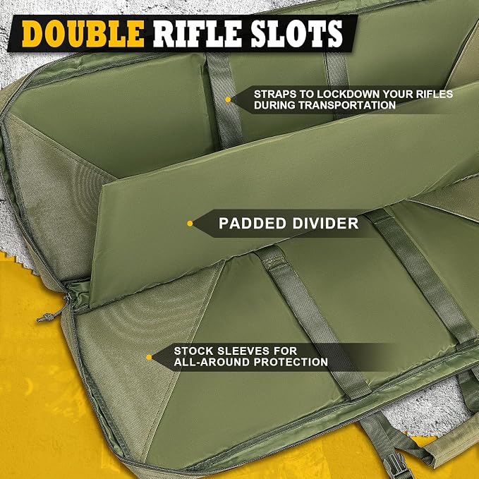 DULCE DOM 36 42 48 Inch Double Rifle Case, Tactical Soft Padded Backpack - Image 2