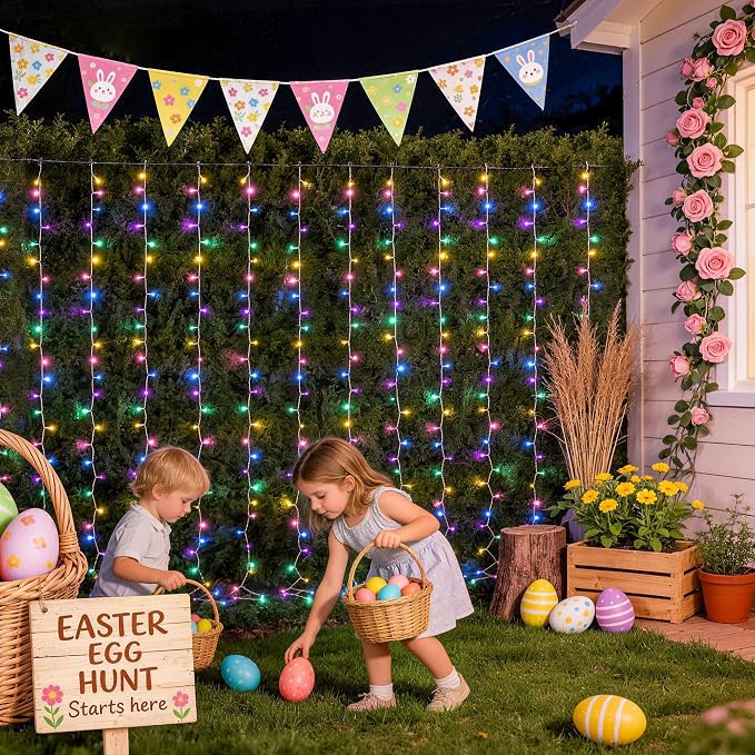 JMEXSUSS 300LED Easter Decorations Curtain Lights - Image 2