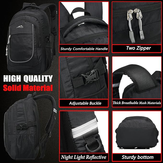 ProEtrade Backpack Bookbag for College Sturdy Travel Business Hiking Fit Laptop - Image 3