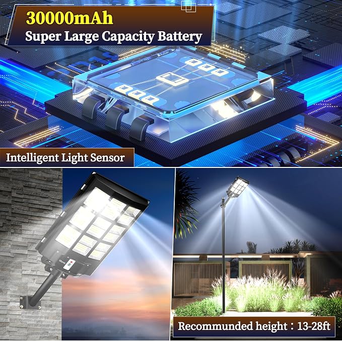 Ofuray Solar Street Lights Outdoor, Solar Security Flood Lights Parking Lot - Image 3