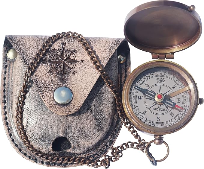 Brass Engrved Compass for Men, Pocket Compass - Image 4