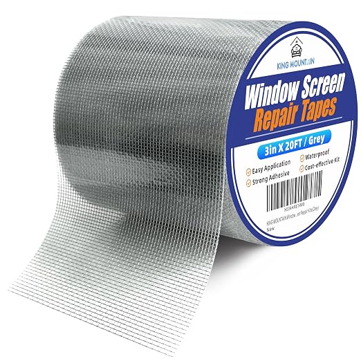 KING MOUNTAIN Grey Window Screen Repair Tape, 3inX20FT Heavy Duty Screen Repair by ForABetterHomeLife