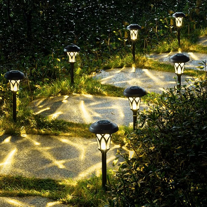 GIGALUMI 6 Pack Solar Pathway Lights Outdoor, Metal Glass & ABS Solar Landscape - Image 6