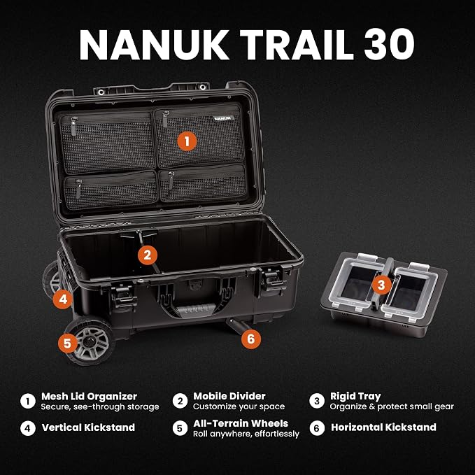 NANUK Trail 30 – 28.5L Waterproof Storage Box – Wheeled and Modular Cargo Case - Image 2