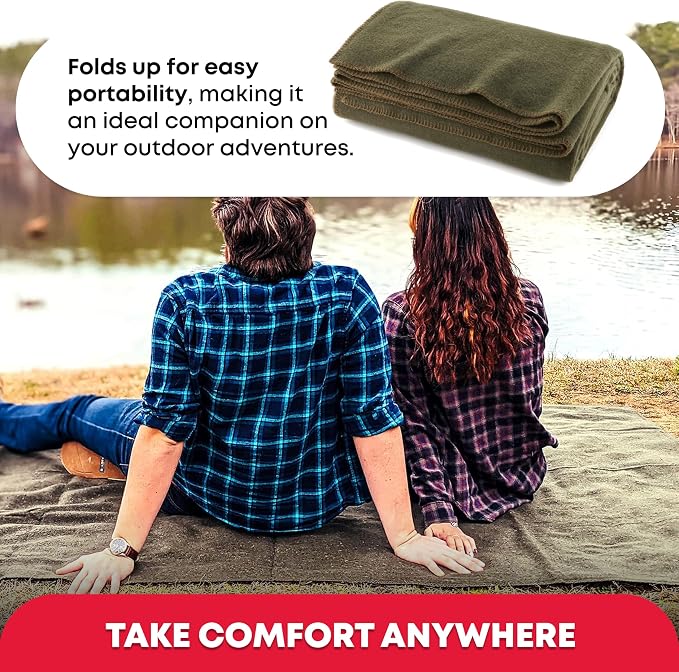 Olive Drab Green Warm Fire Retardant Blanket - Image 2