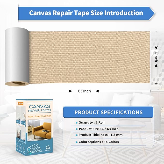 KING MOUNTAIN Canvas Repair Tape, Outdoor Gear Patch, 4×63 Inches, Waterproof - Image 4