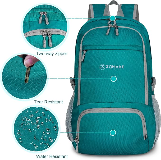 ZOMAKE Lightweight Packable Backpack 30L, Foldable Hiking Backpacks Water - Image 4