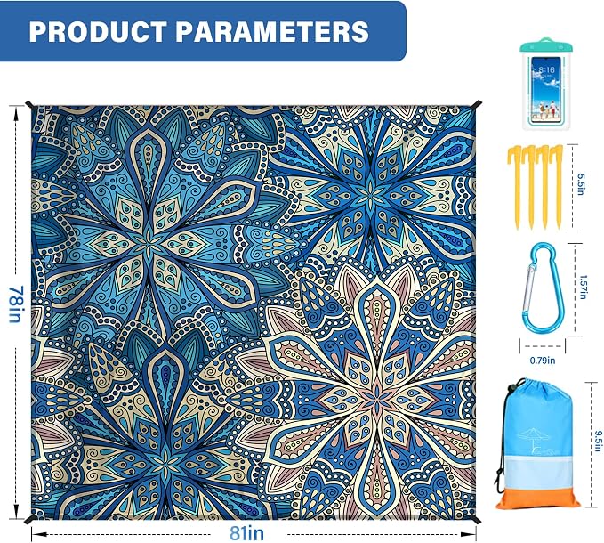 Famstar Beach Blanket Oversized Extra Large 78" X 81", Waterproof Sandproof - Image 6