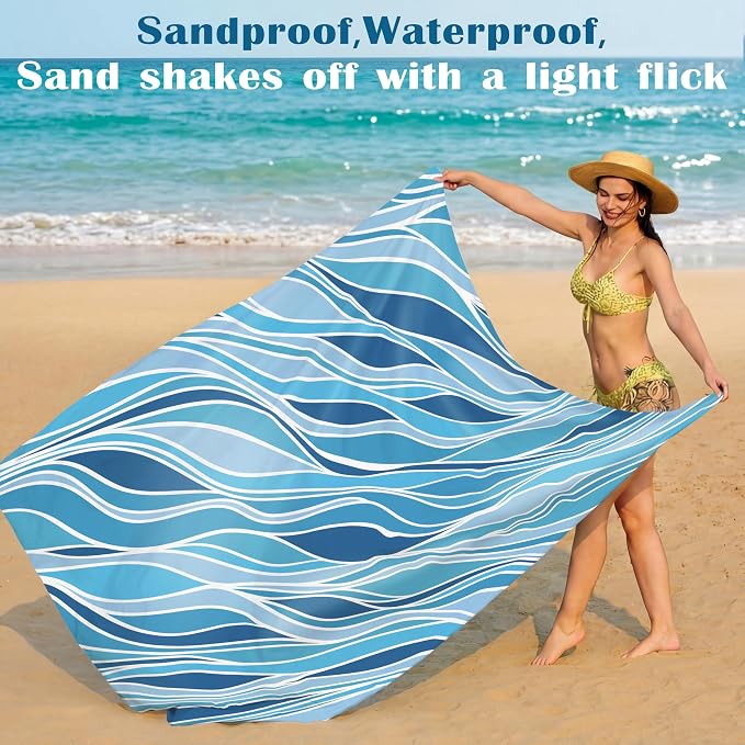 Famstar Beach Blanket Oversized Extra Large 78" X 81", Waterproof Sandproof - Image 5