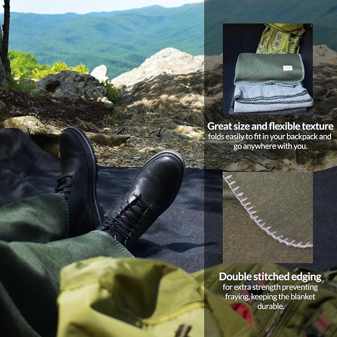 Military Style Wool Blanket – Cushioned, Breathable, Warm & Washable – - Image 4
