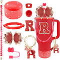 9PCS Red for Stanley Cup Accessories Set Bling Initials Bow Charms for Stanley by Unknown