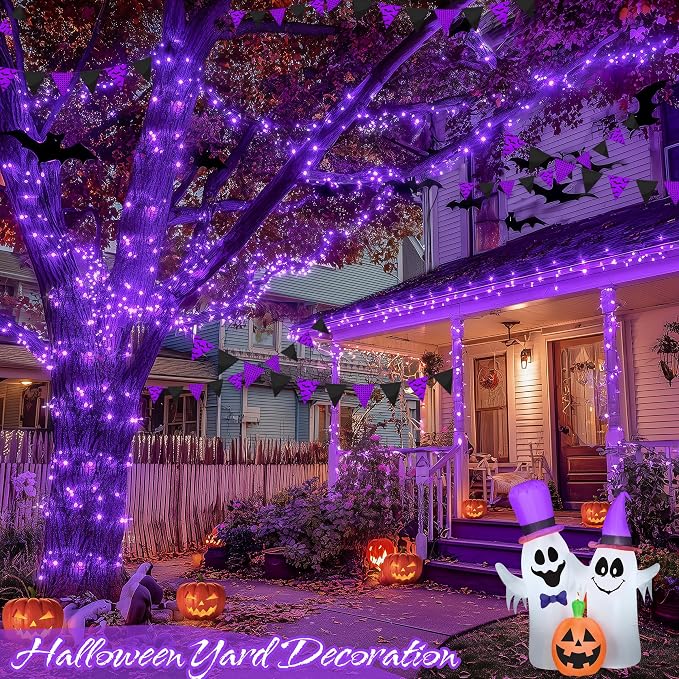 JMEXSUSS 200 LED 66ft Purple Christmas Lights, Connectable Purple String Lights - Image 4