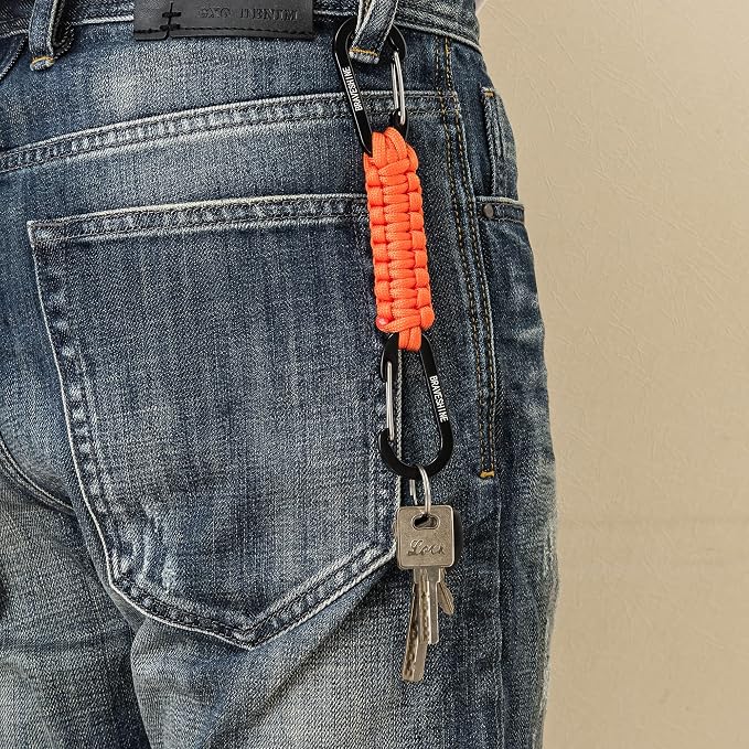 BRAVESHINE Paracord Keychain Carabiner Clip, D Ring Lanyard Hanger Stroller Hook - Image 5