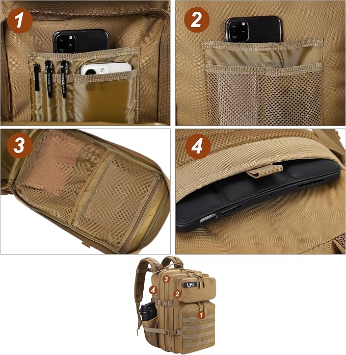 LHI Military Tactical Backpack for Men and Women 45L Army 3 Days Assault Pack - Image 6