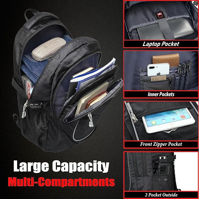 ProEtrade Anti Scratch Fabric Backpack, 1.6 lb, 8 Pockets, 2 Laptop Compartments - Image 2