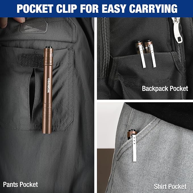 WORKPRO LED Pen Light, Aluminum Pen Flashlights, Pocket Flashlight - Image 5