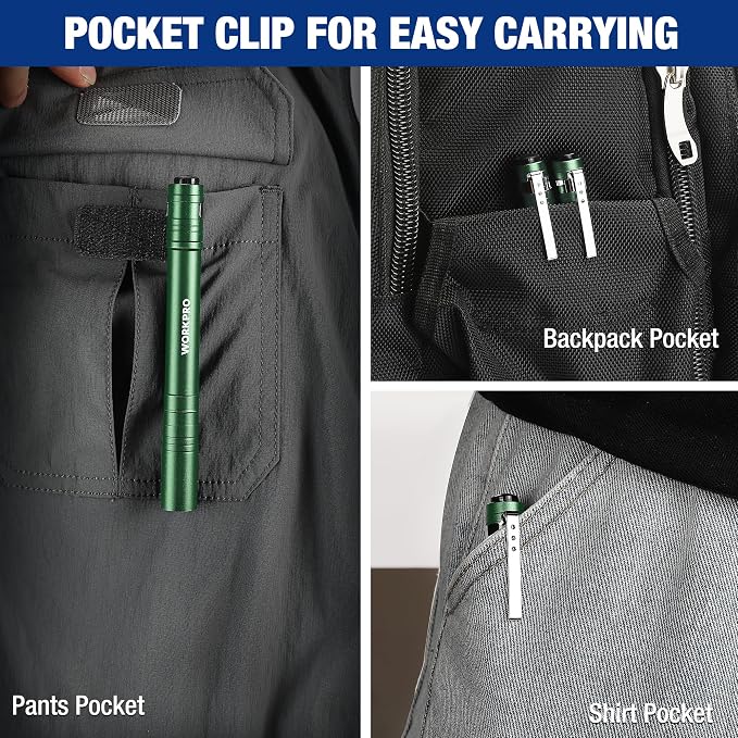WORKPRO LED Pen Light, Aluminum Pen Flashlights, Pocket Flashlight - Image 5